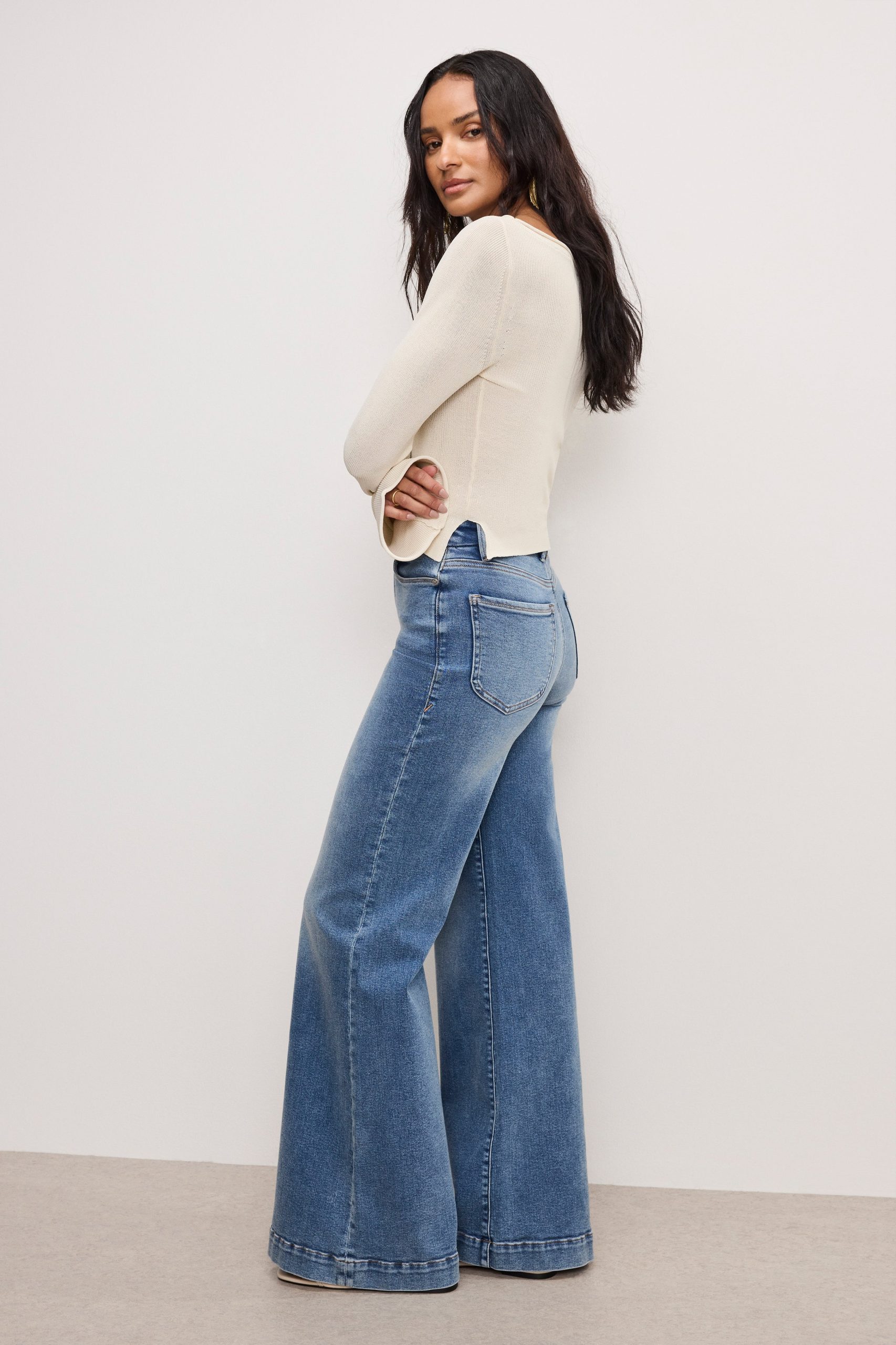 GOOD WAIST PALAZZO COMPRESSION JEANS | INDIGO837