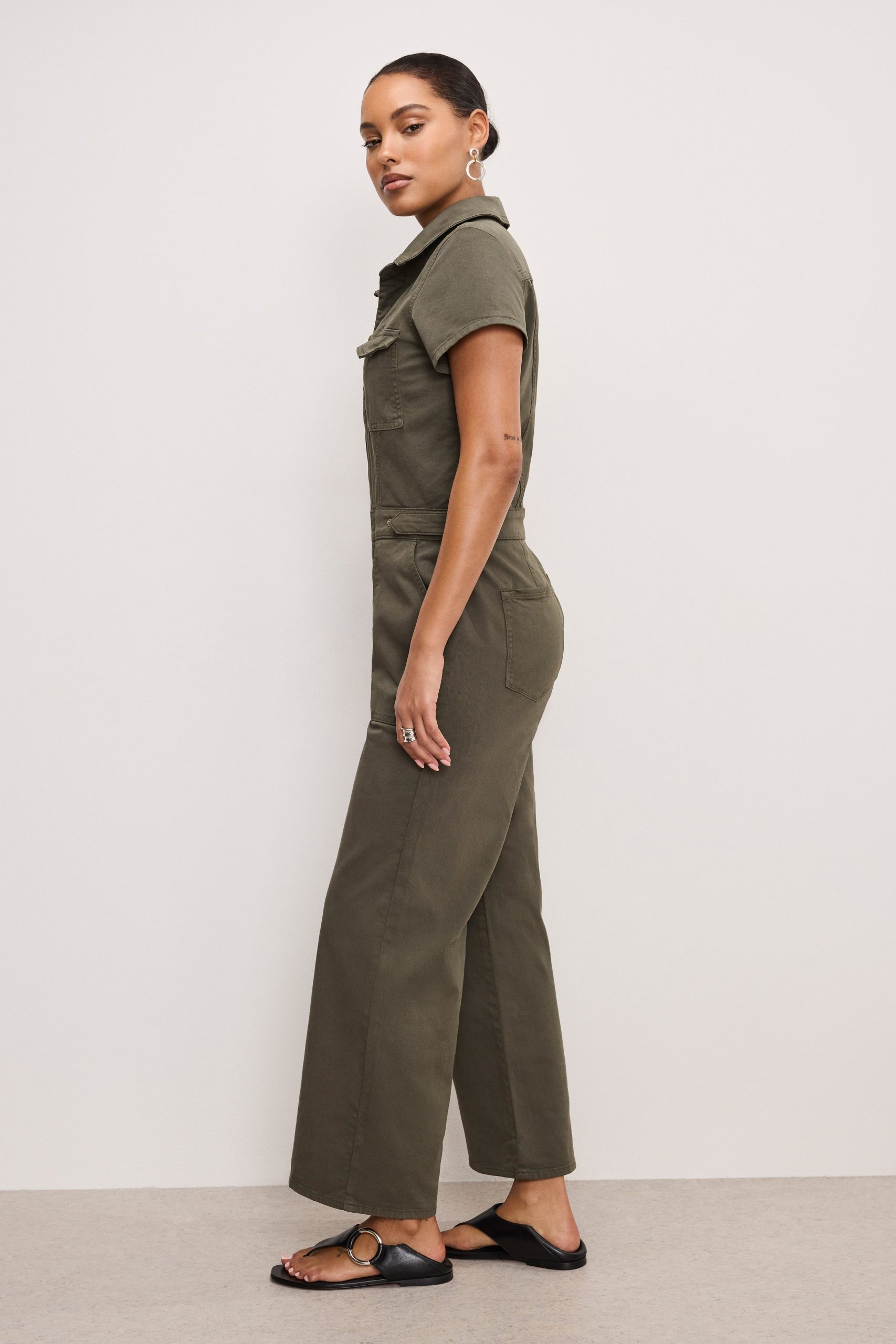 FIT FOR SUCCESS TWILL PALAZZO CROPPED JUMPSUIT | FATIGUE001