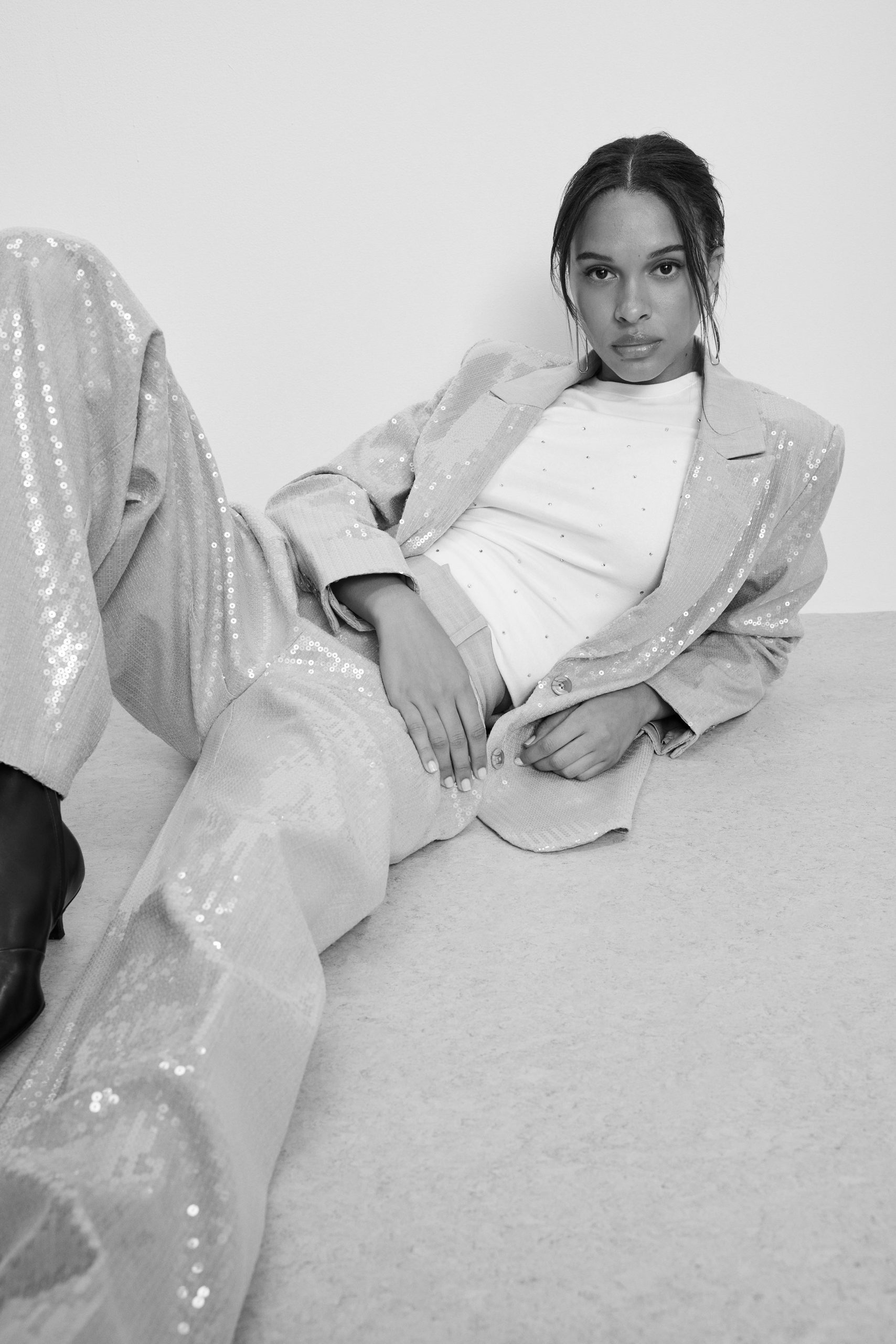 GOOD '90s SEQUIN TROUSERS | HEATHER GREY001