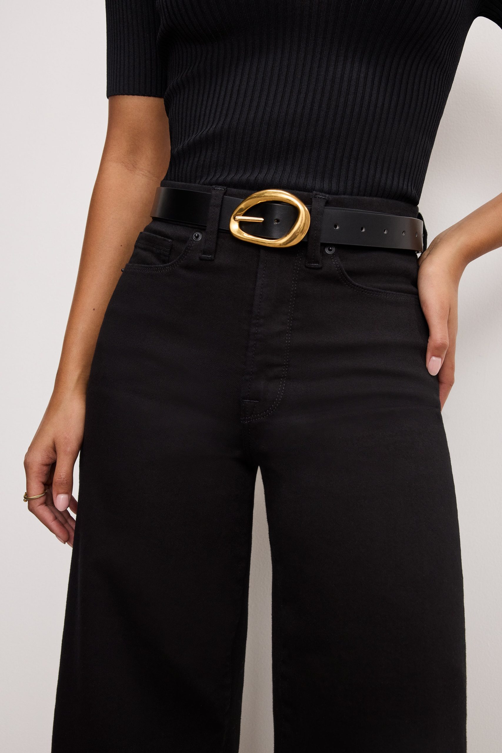 NEVER FADE GOOD WAIST CROPPED PALAZZO JEANS | BLACK001