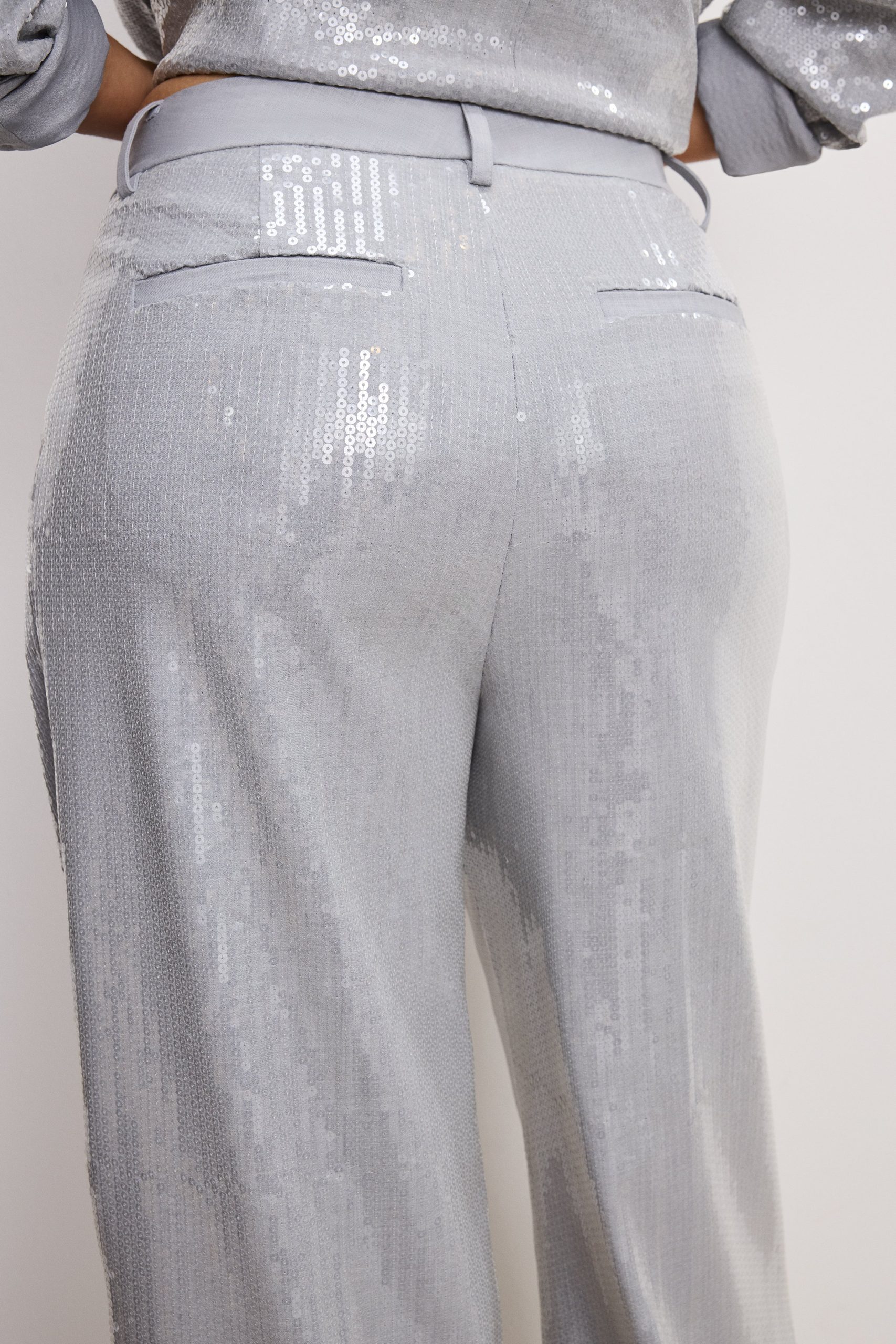 GOOD '90s SEQUIN TROUSERS | HEATHER GREY001