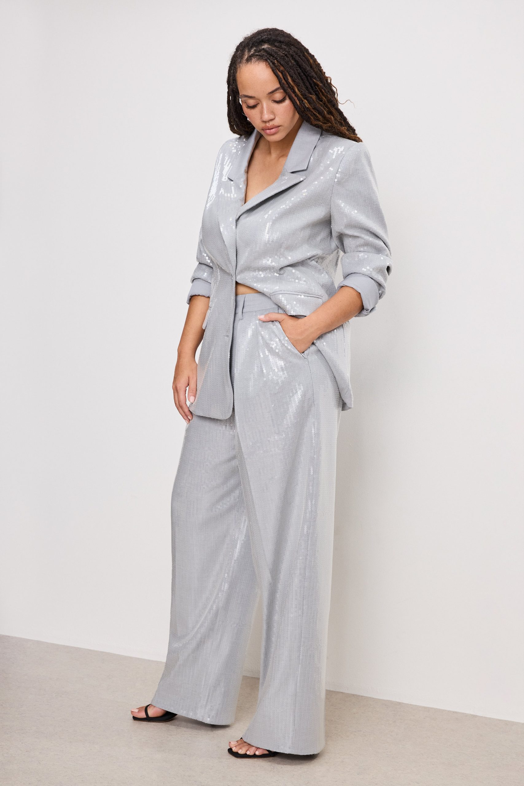 GOOD '90s SEQUIN TROUSERS | HEATHER GREY001