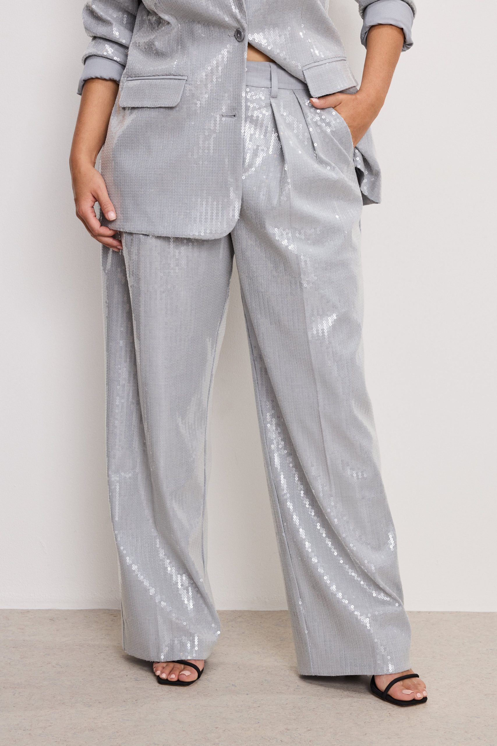 GOOD '90s SEQUIN TROUSERS | HEATHER GREY001