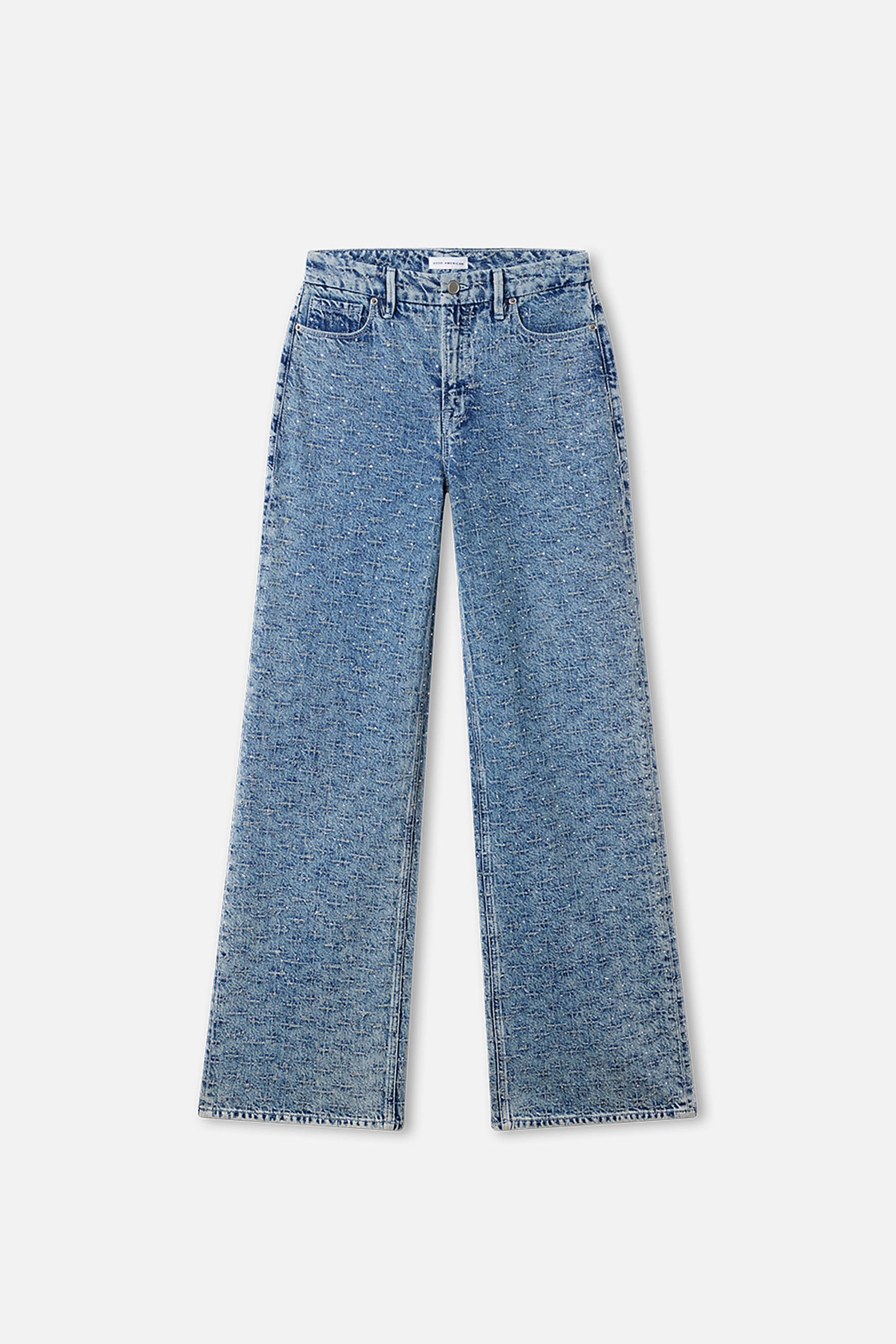 GOOD SKATE WIDE CRYSTAL JEANS | INDIGO1070