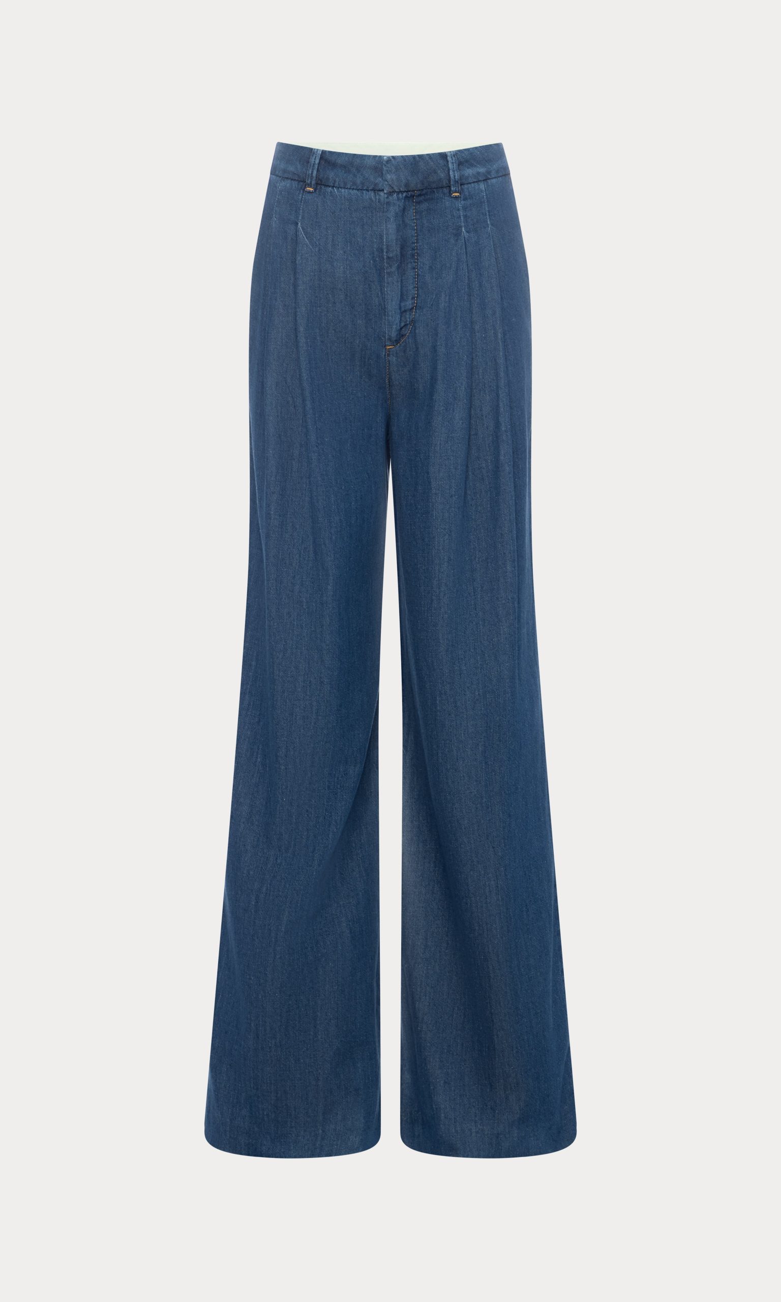 PLEATED HIGH WAISTED WIDE LEG TROUSER | INDIGO1187