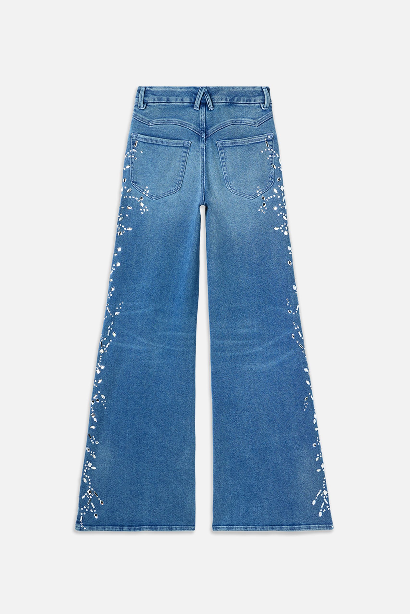 DOLLY JOLEANS CRYSTAL WIDE JEANS | INDIGO1089