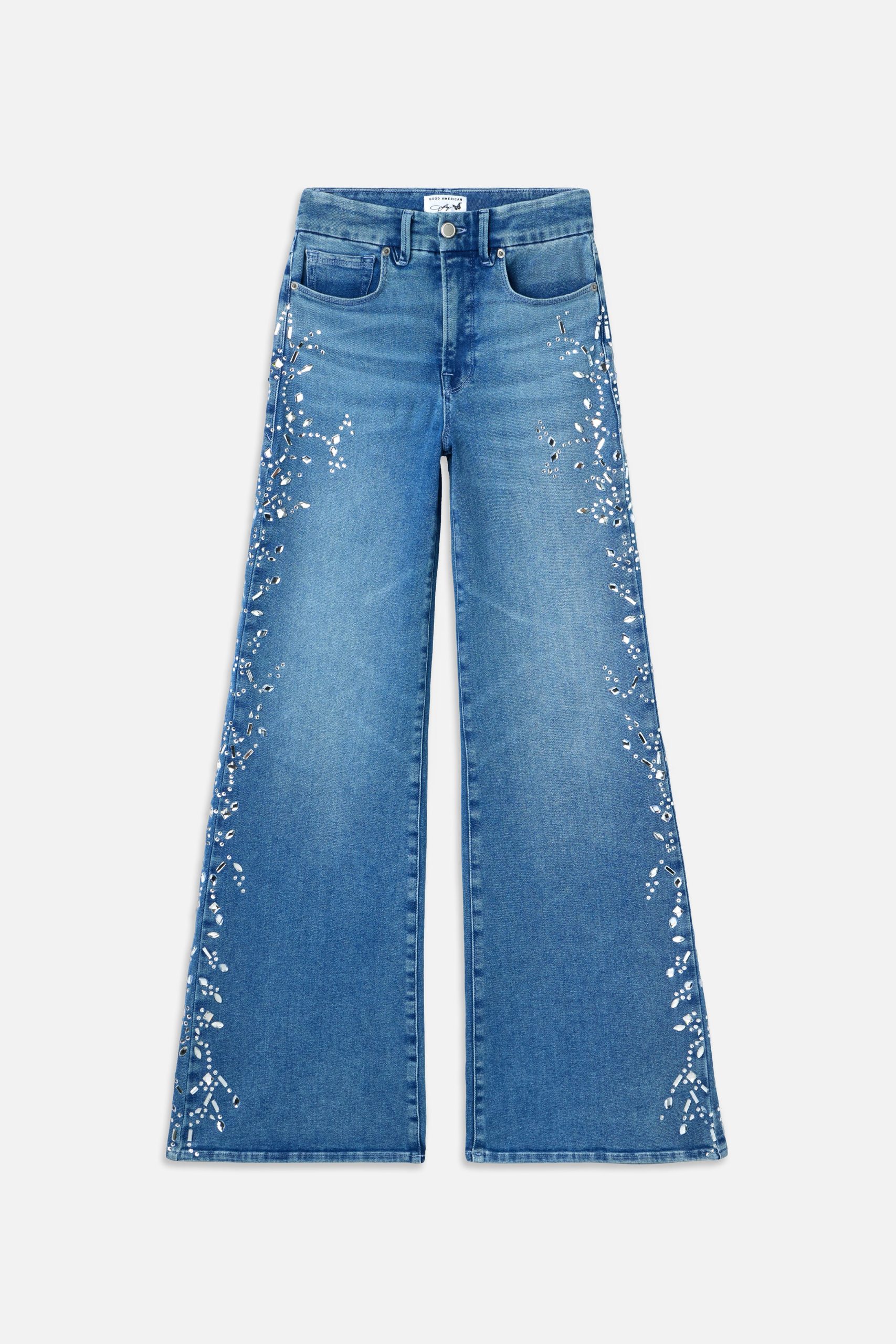 DOLLY JOLEANS CRYSTAL WIDE JEANS | INDIGO1089