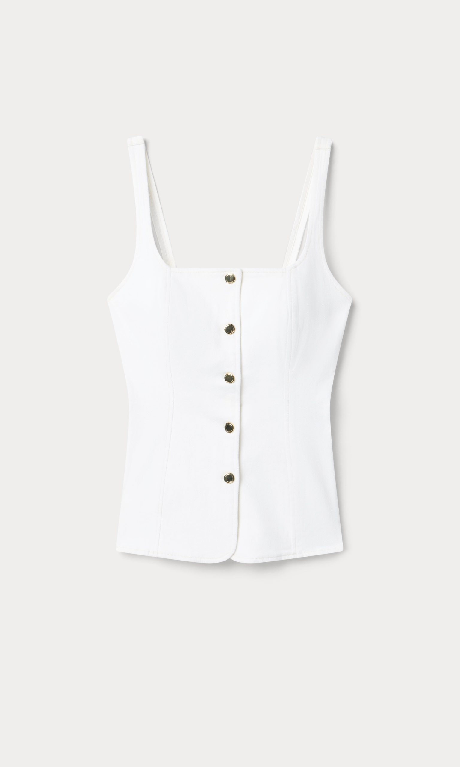 SLEEVELESS DENIM BUTTON FRONT TOP | COTTON WHITE