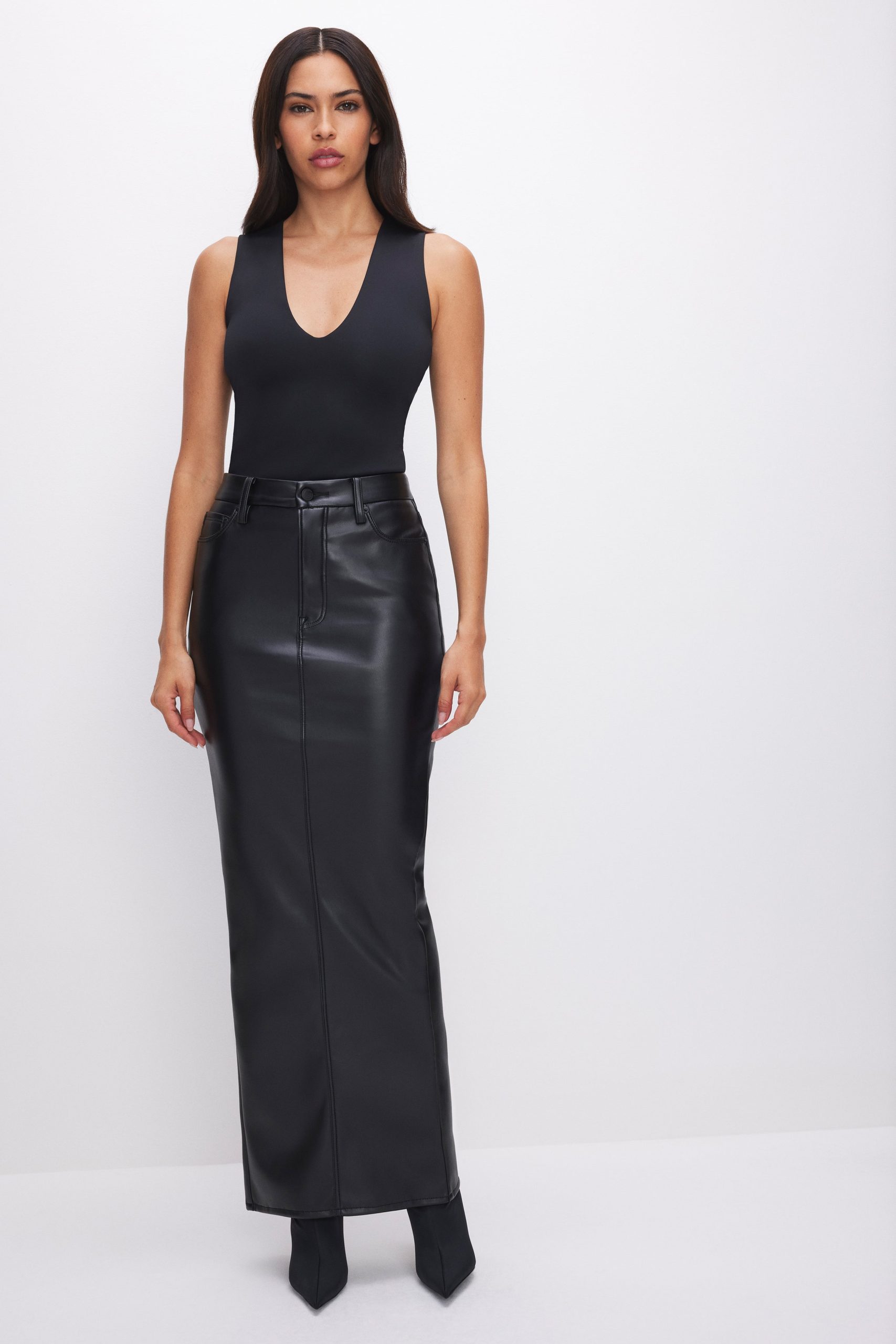 SCULPTING DEEP V TANK BODYSUIT | BLACK001 BLACK001 / 5XL