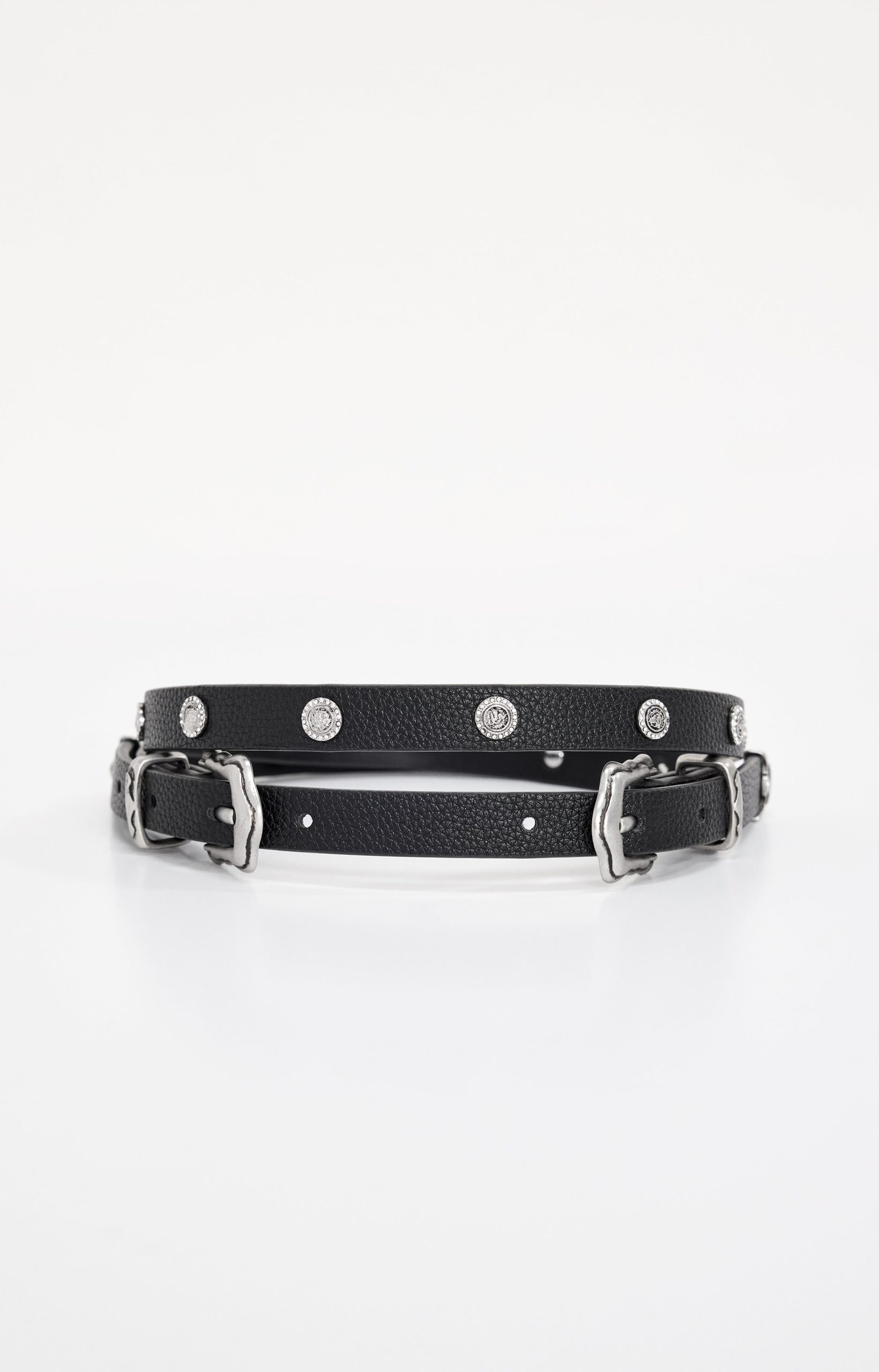 SKINNY DOUBLE BUCKLE BELT | BLACK001