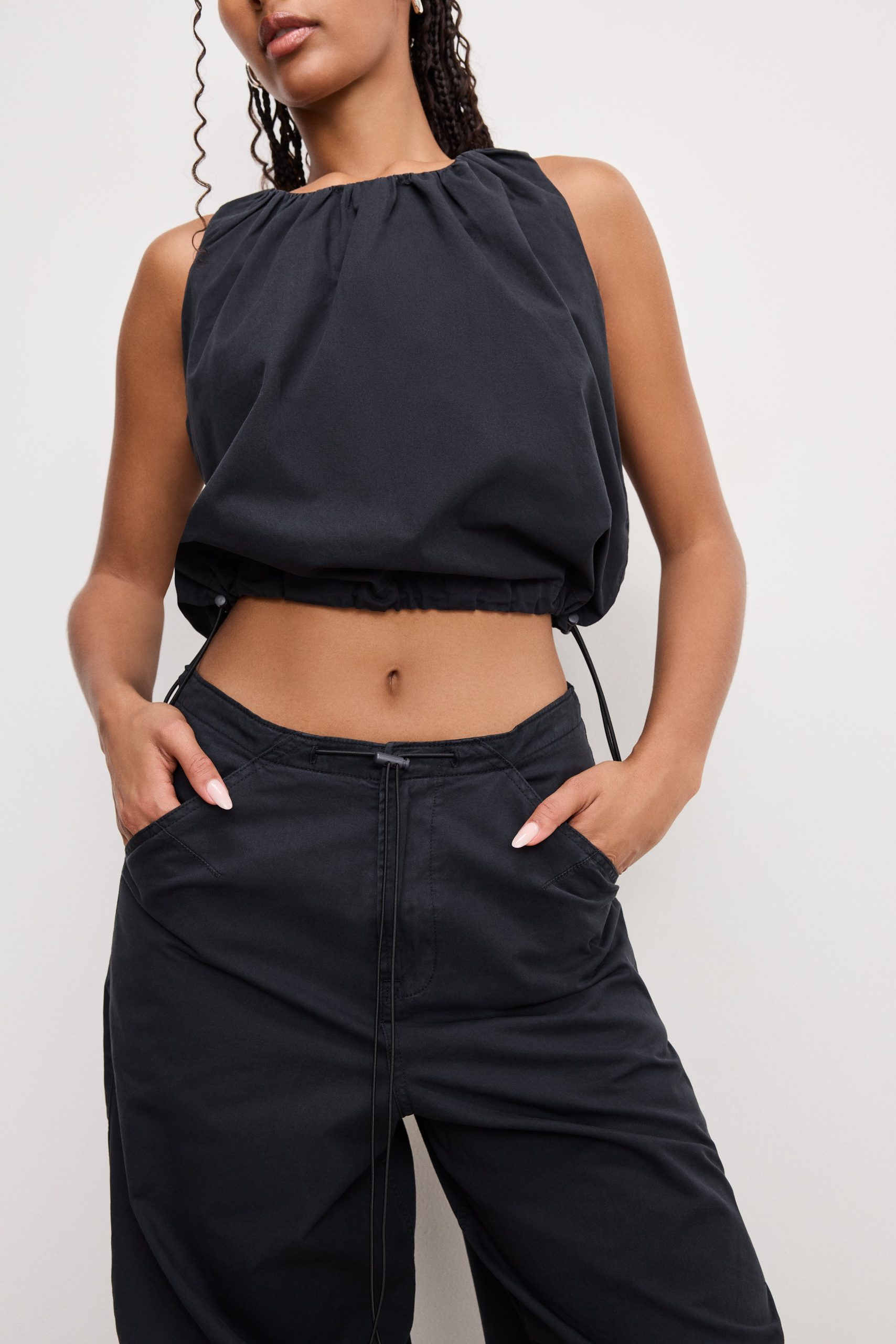 TWILL PARACHUTE PANTS | BLACK001