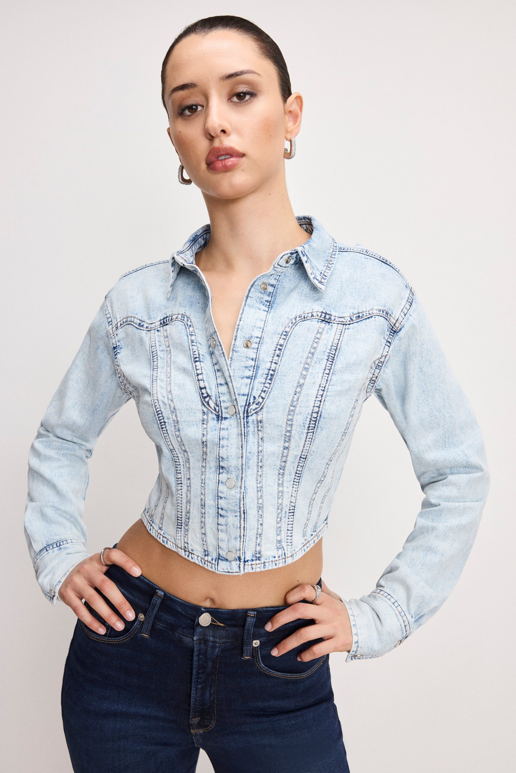 DOLLY DENIM CORSET SHIRT | INDIGO1021