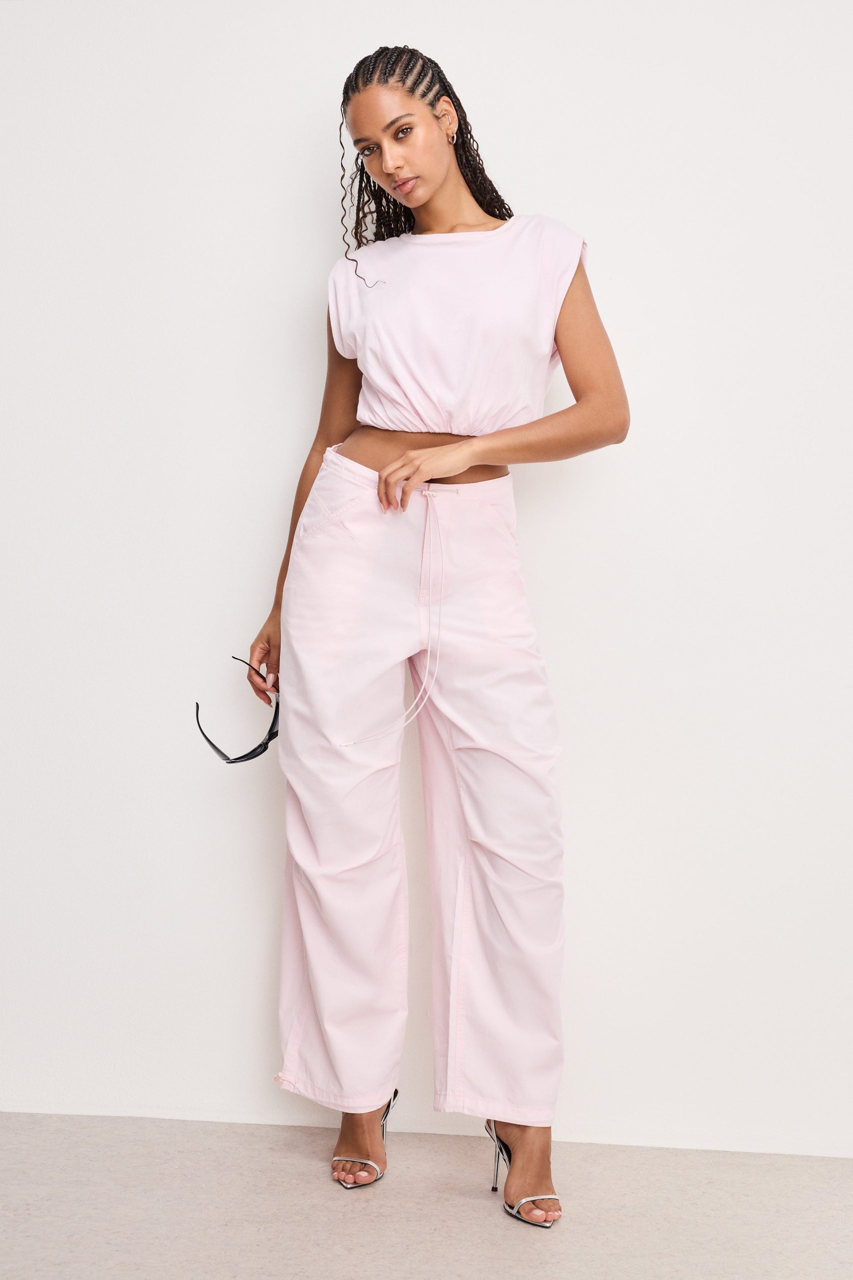 TWILL PARACHUTE PANTS | BUBBLEGUM005