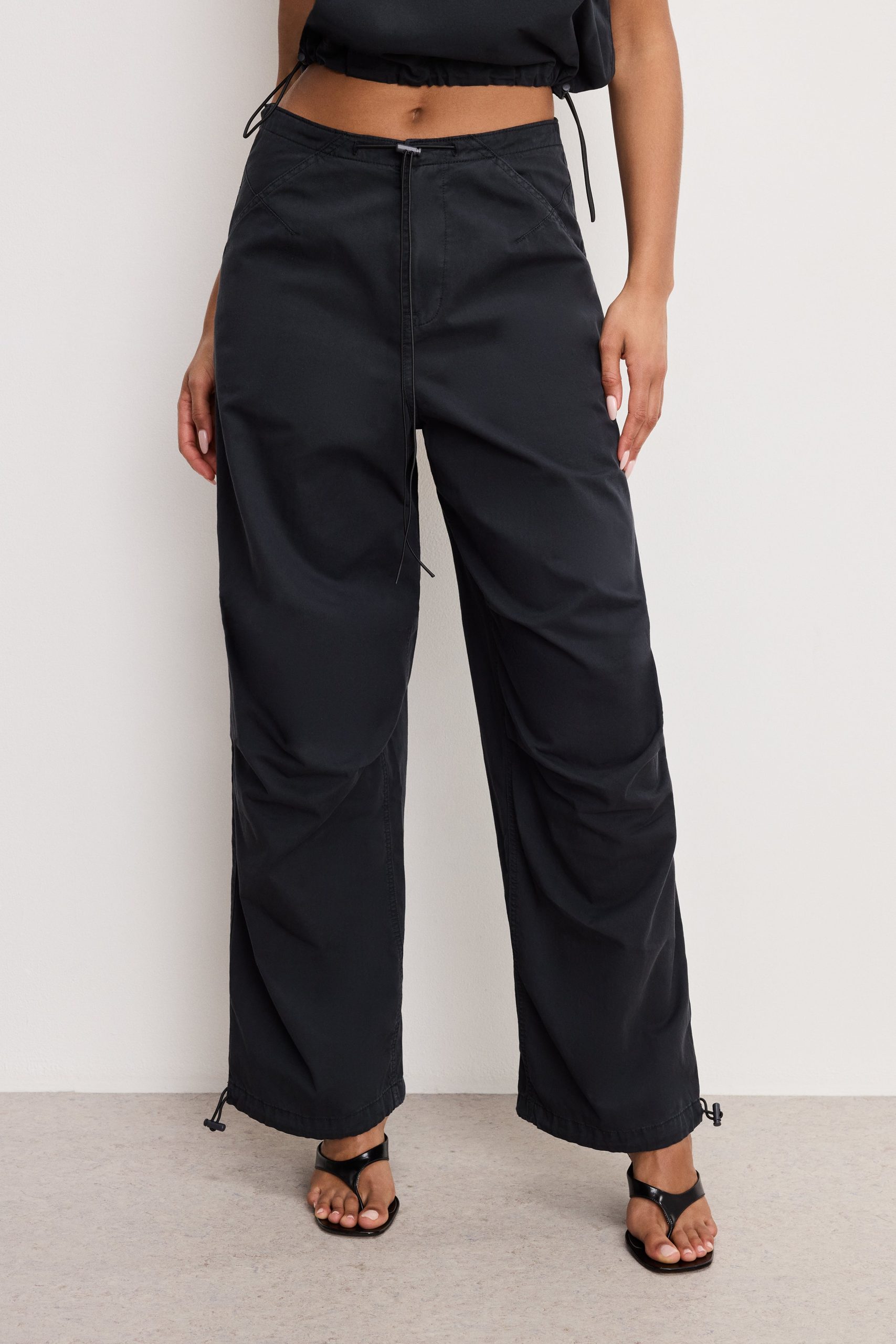 TWILL PARACHUTE PANTS | BLACK001 BLACK001 / 32 Plus