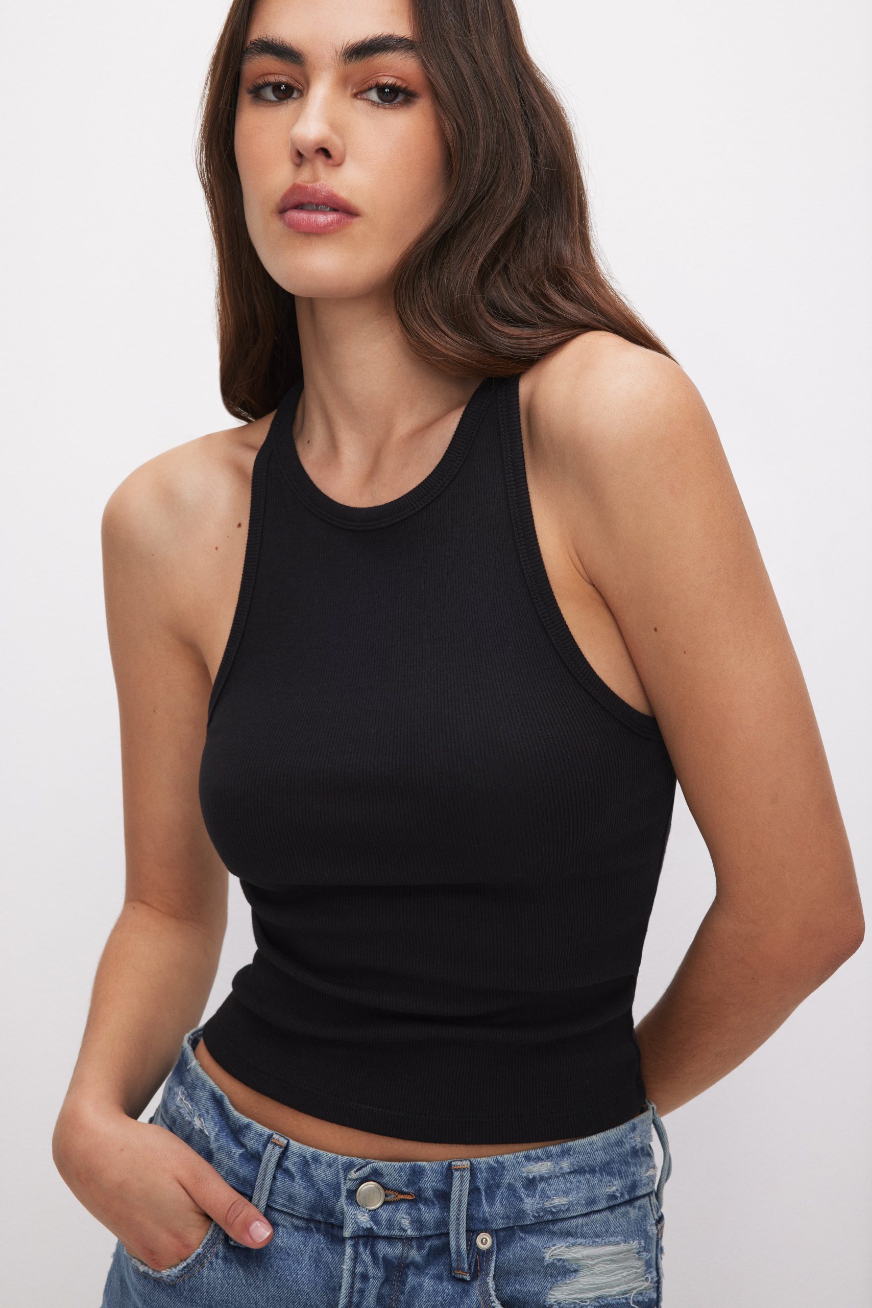 MICRO RIB CREWNECK TANK | BLACK001 BLACK001 / 5XL