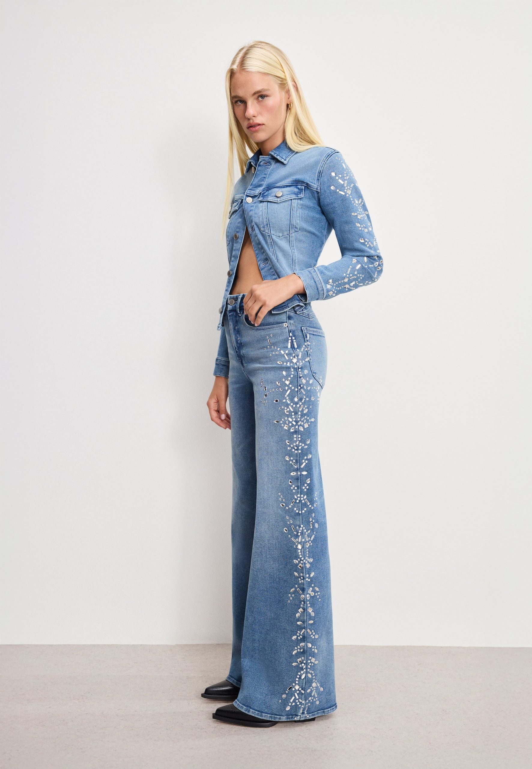 DOLLY JOLEANS CRYSTAL WIDE JEANS | INDIGO1089 INDIGO1089 / 32 Plus